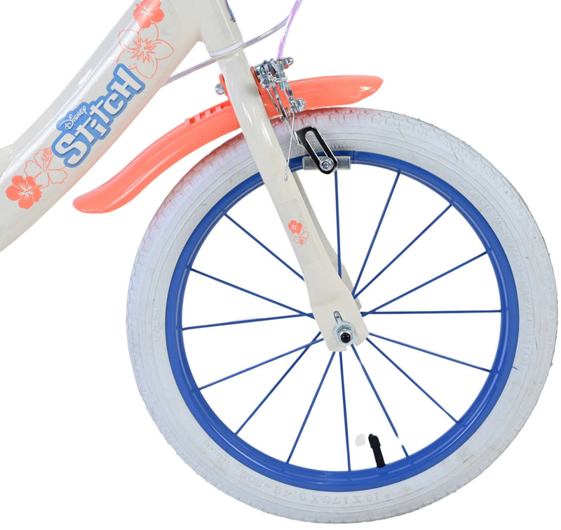 Load image into Gallery viewer, Stitch Stitch Kinderfiets Meisjes 16 inch Creme Koraal Blauw Twee handremmen