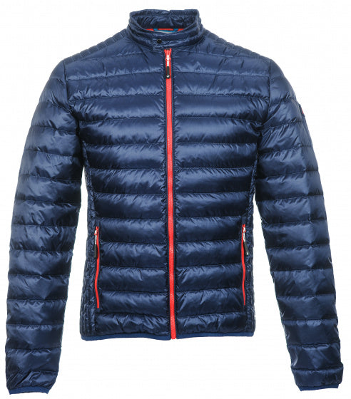 Afbeelding laden in galerijviewer, Alvivo Outdoorjas Workuta heren nylon donkerblauw rood mt XS