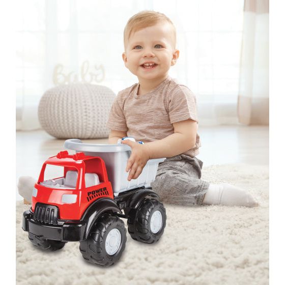 Load image into Gallery viewer, Pilsan Vrachtwagen met autootjes rood zilver 3-delig