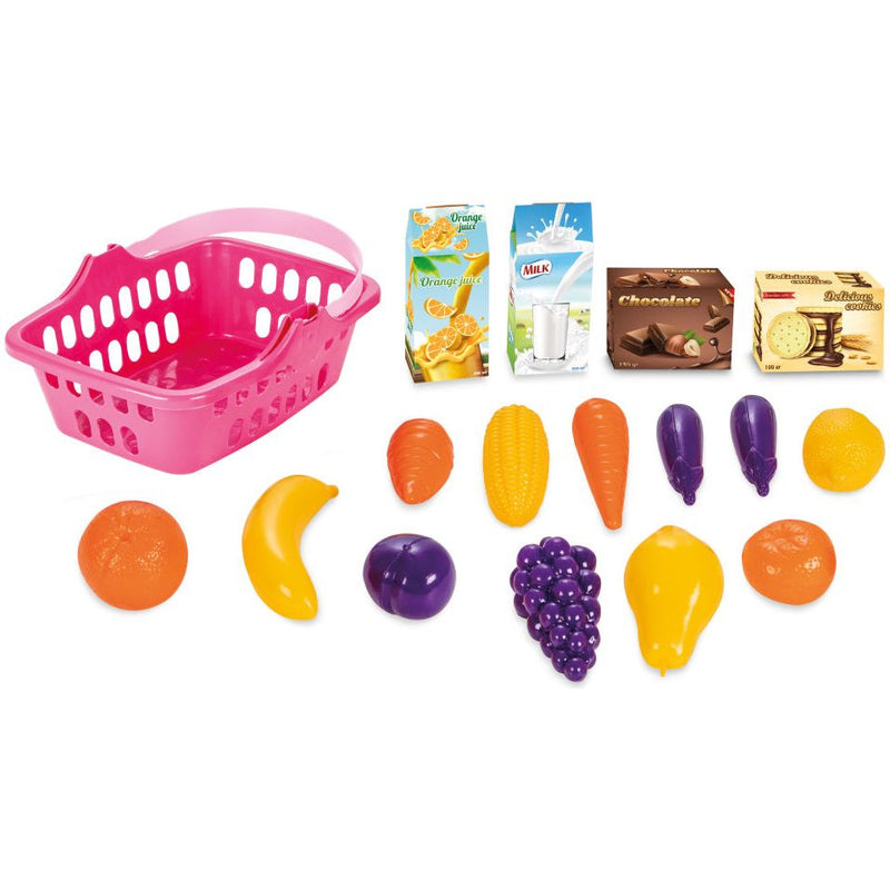 Load image into Gallery viewer, Pilsan Speelgoedfruitmand roze 17-delig