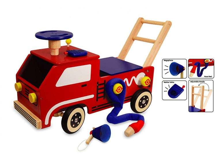 Load image into Gallery viewer, I'm toy Loop duwwagen brandweer junior rood blauw