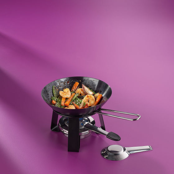 Load image into Gallery viewer, Kela Joy mini wok met rechaud Ø 18 cm zwart