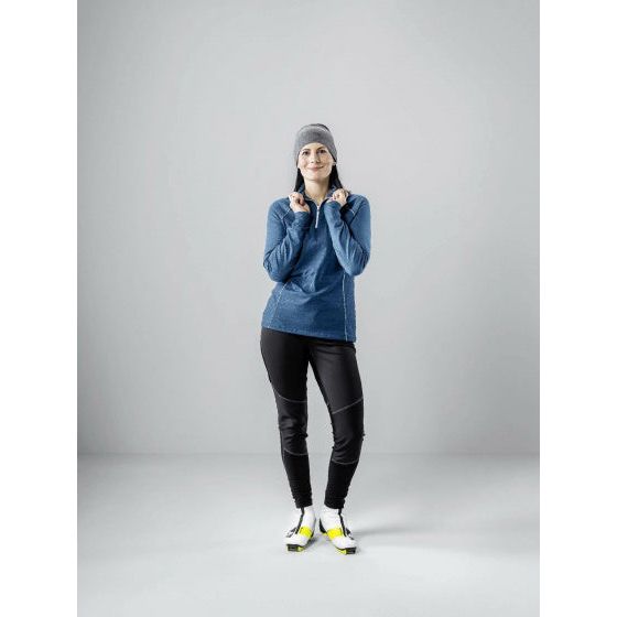 Load image into Gallery viewer, Löffler Thermoshirt Midlayer CB dames modal katoen jeansblauw mt 40