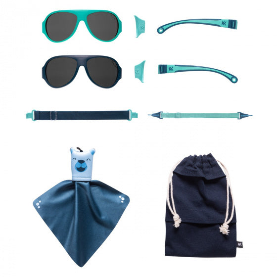 Load image into Gallery viewer, Mokki Click Change kinderzonnebril 2-5 jaar blauw 2 stuks