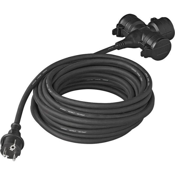 Load image into Gallery viewer, Proplus Verlengkabel Schuko 3-voudig 20 meter 3x1,5mm² zwart
