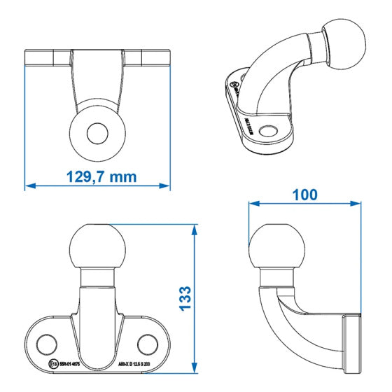 Load image into Gallery viewer, Proplus Trekhaakkogel haaks Ø50mm staal lang zilver