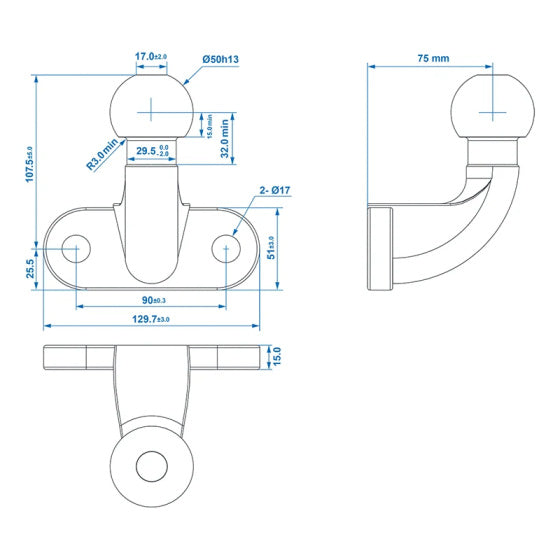Load image into Gallery viewer, Proplus Trekhaakkogel haaks Ø50mm staal lang zilver