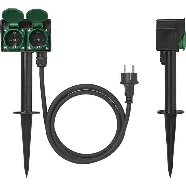 Load image into Gallery viewer, Proplus tuincontactdoos Schuko 2-voudig 2 meter 3x2,5mm² zwart