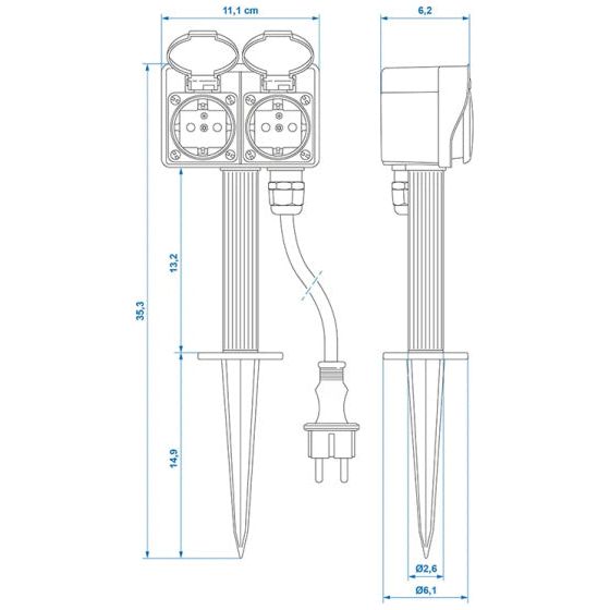 Load image into Gallery viewer, Proplus tuincontactdoos Schuko 2-voudig 2 meter 3x2,5mm² zwart
