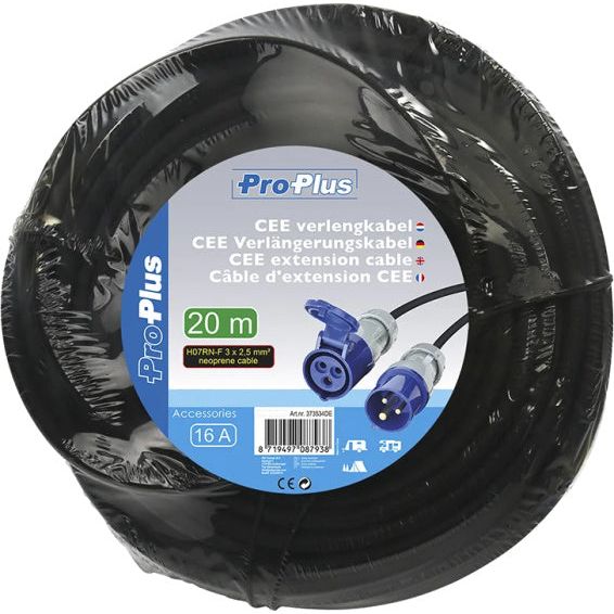Load image into Gallery viewer, Proplus Verlengkabel CEE 20 meter 3x2,5mm² zwart blauw