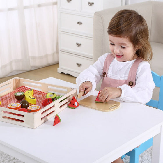 Load image into Gallery viewer, Tooky toy Houten Fruitkist met Snijfruit 21-delig