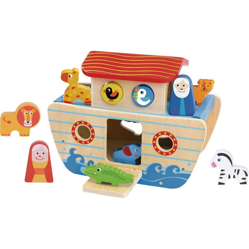 Load image into Gallery viewer, Tooky toy Noah's Ark Houten Vormenboot 24 maanden 18-delig
