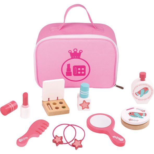 Load image into Gallery viewer, Tooky toy Houten Make-up Speelset Roze 11-delig
