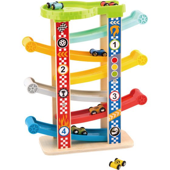 Load image into Gallery viewer, Tooky toy Houten Autobaan met Speelauto's 18 maanden 8-delig