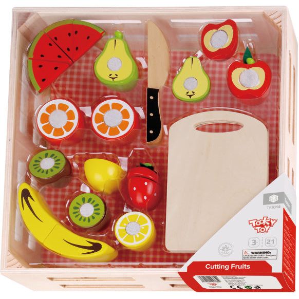 Load image into Gallery viewer, Tooky toy Houten Fruitkist met Snijfruit 21-delig
