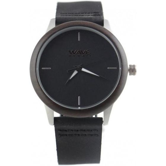 Load image into Gallery viewer, Wave hawaii Horloge Citizen Miyota dames 4 cm hout leer zwart