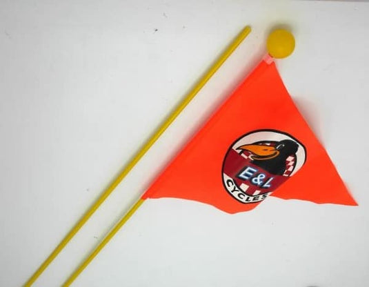 Van der doelen oranje fietsvlag met opdruk 140 cm lang