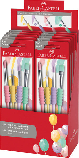 Faber castell fc-481620 penselenset soft touch 4 stuks pastel kleuren
