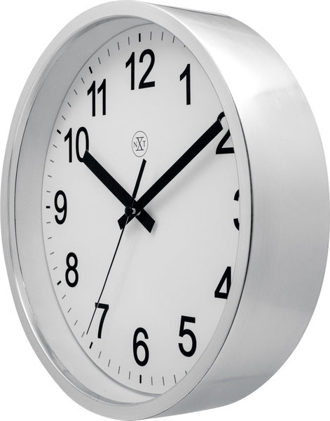 Load image into Gallery viewer, Nextime nextime nx-7307zi-v2 wandklok nxt diam. 25,5cm kunststof zilver, witte wijzerplaat, #039;robust #039; stil uurwerk
