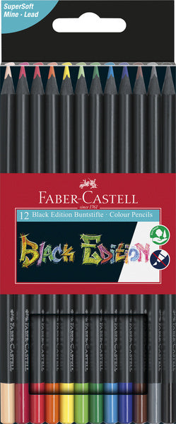 Faber castell fc-116412 kleurpotloden black edition in etui 12 stuks