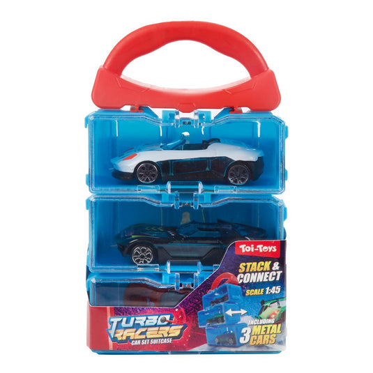 Toi-toys turbo racers opbergkoffer met 3st metalen auto 2ass