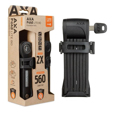 Axa vouwslot fold 80 lite duo pack met gelijksluitende sleutels - zwart