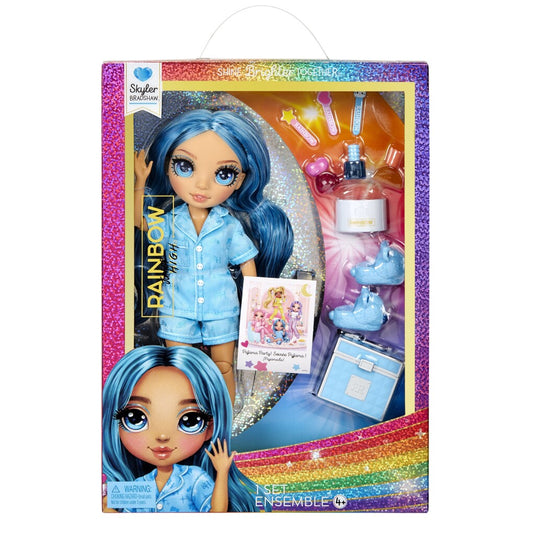 Rainbow high junior high pyjamaparty - 23 cm - skyler (blauw) - modepop