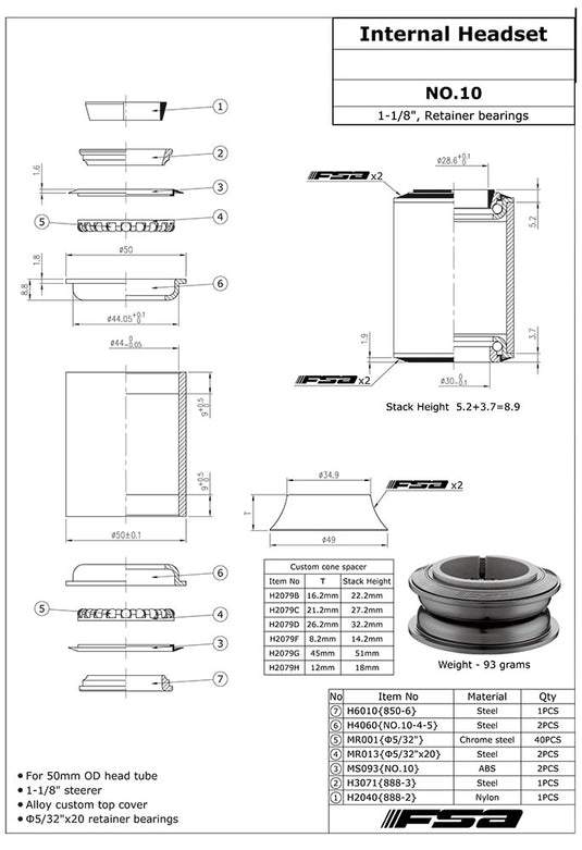 Fsa no.10 headset