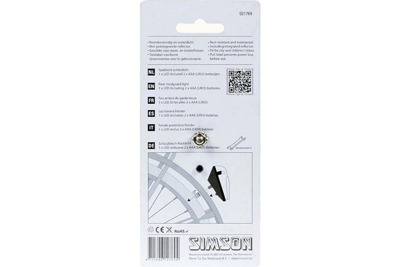 Load image into Gallery viewer, Simson spatbordachterlicht LED incl. batterijen op kaart
