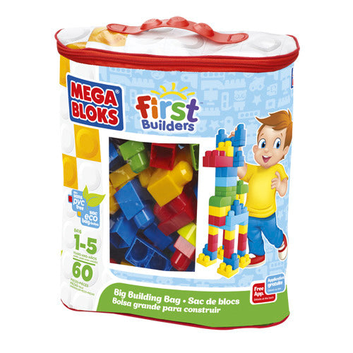 Mega bloks grote bouwtas - bouwset met 60 grote bouwblokken