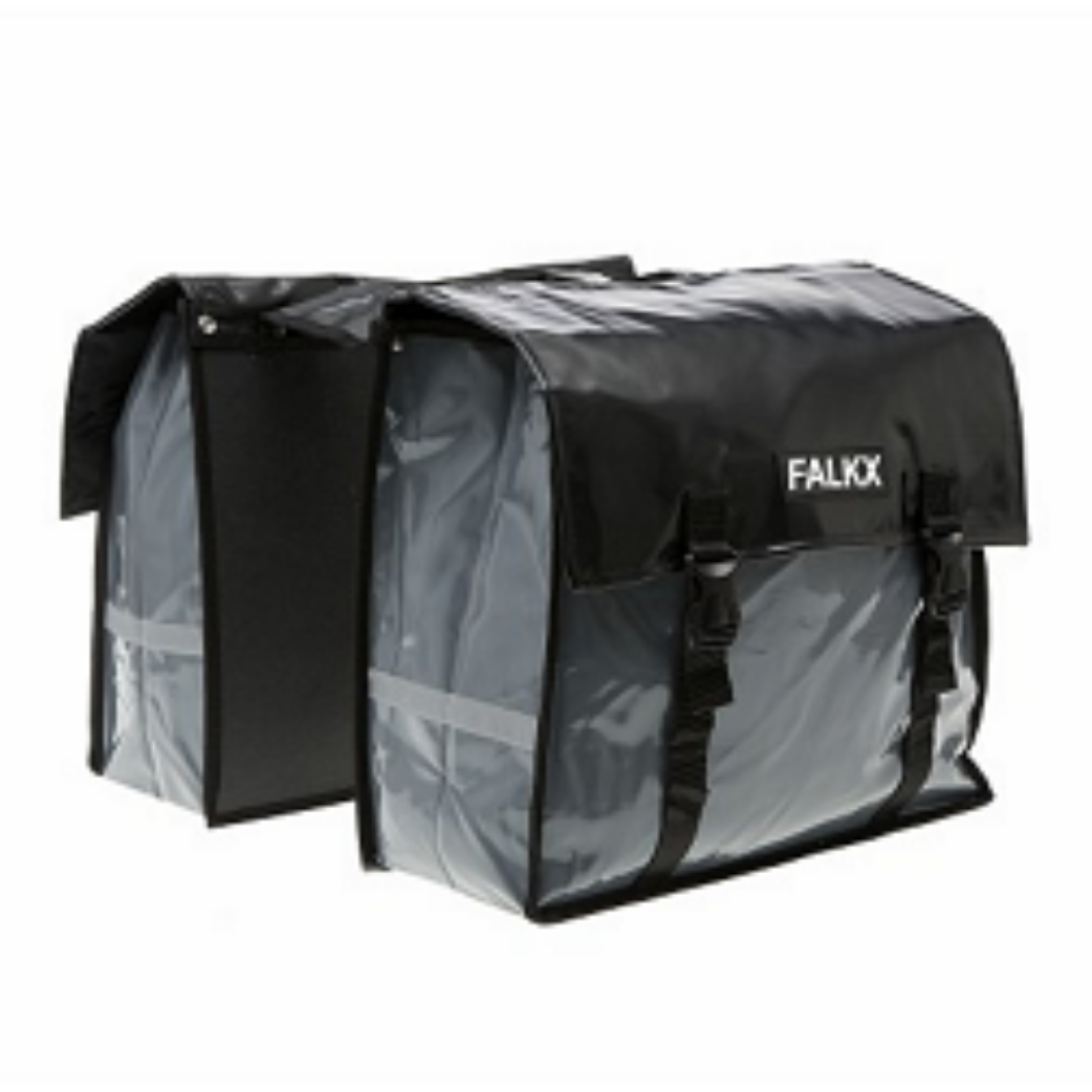 FALKX Silver Bull Tas Dubbel Bisonyl Fietstas 45L Grijs Zwart