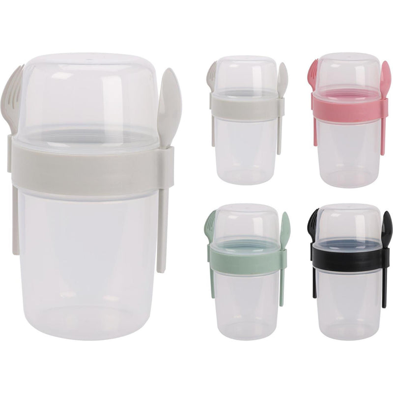 Afbeelding laden in galerijviewer, Excellent houseware saladebeker kunststof met bestek 1100ml
