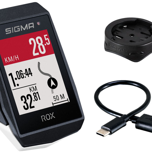 Sigma rox 11.1 evo gps black/white standard handlebar mount + usb-c charging cable