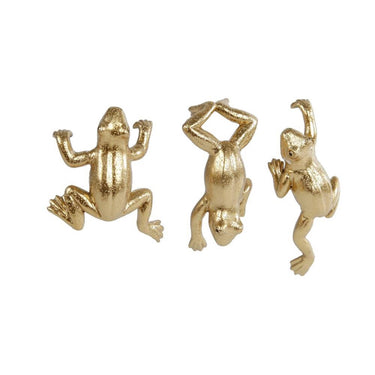 Cosydecor beeld kikker polystone 6,5x8x3cm goud voor op rand van bloempotten