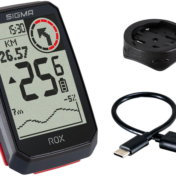 Sigma rox 4.0 gps b/w standard handlebar mount + usb-c charging cable