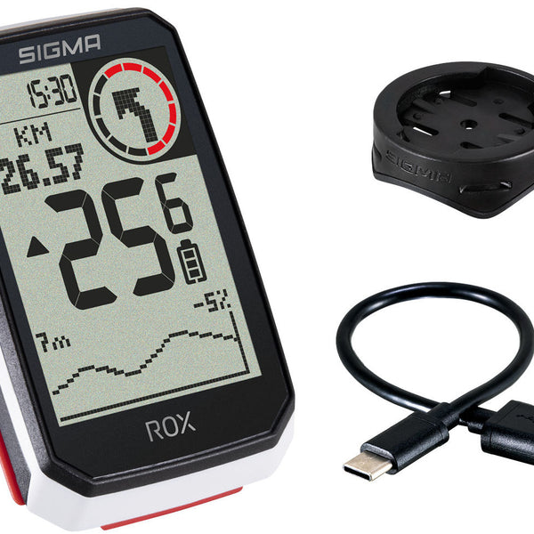 Sigma rox 4.0 gps b/w standard handlebar mount + usb-c charging cable