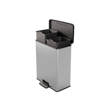 Curver deco bin duo pedaalemmer 26l+26l zilver metallic