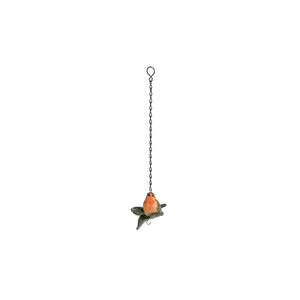 Sculptuur bird hanger bruin rood polystone 13x11x42cm