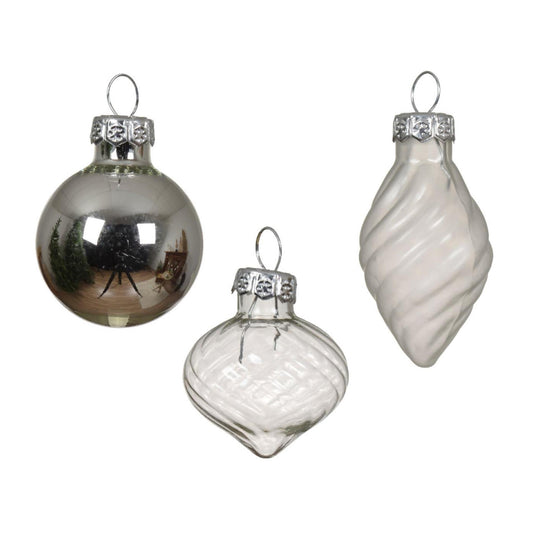 Decoris kerstballlen mix zilverkleurig van glas dia 3cm 9-delig