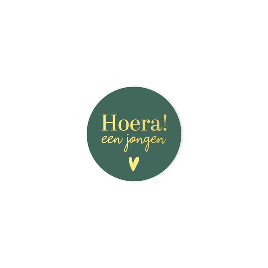 Kassaplan stickers hoera een jongen ø40mm rol a 250 stuks