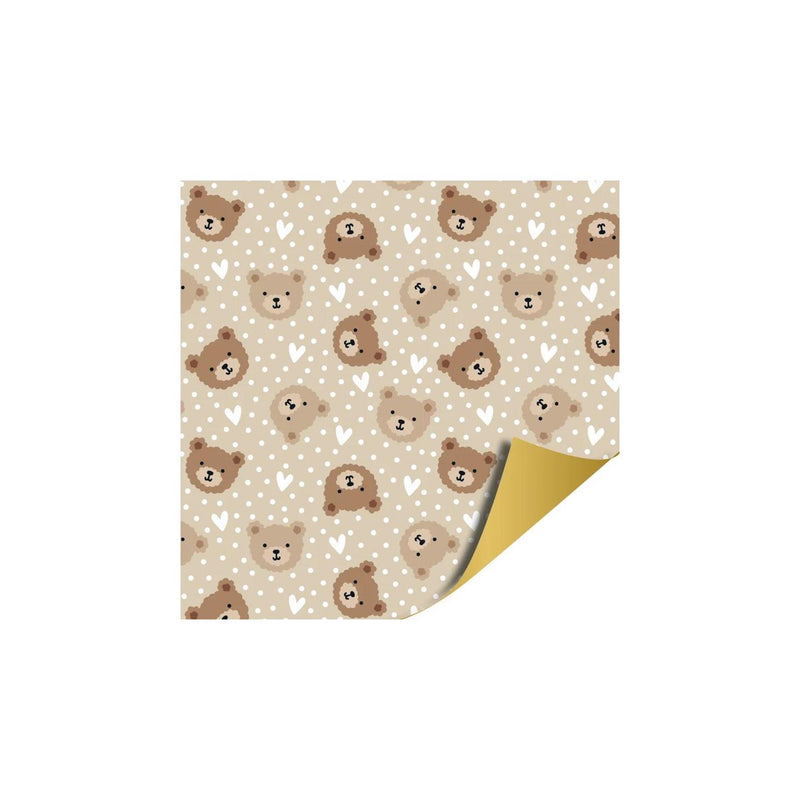 Load image into Gallery viewer, Kassaplan coated cadeaupapier dubbelzijdig 50cm 100m little bear beige goud
