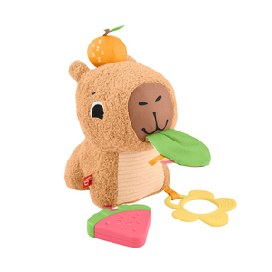 Fisher price fisher-price snackende capibara knuffel - zintuiglijk speelgoed met bijtring en rammelaar