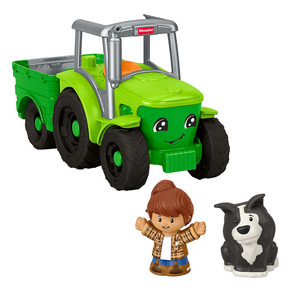 Fisher price fisher-price little people tractor – muzikaal duwvoertuig met aanhanger en 2 figuren