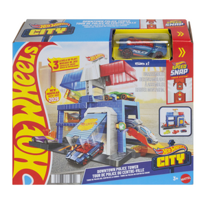 Hot wheels city centrum politietoren speelset speelset - met metalen politieauto