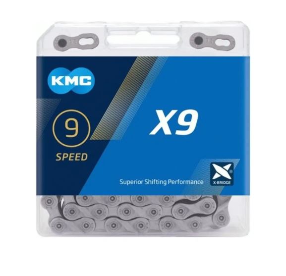 Load image into Gallery viewer, KMC X9 Grey fietsketting, 114 schakels, 9-speed, grijs
