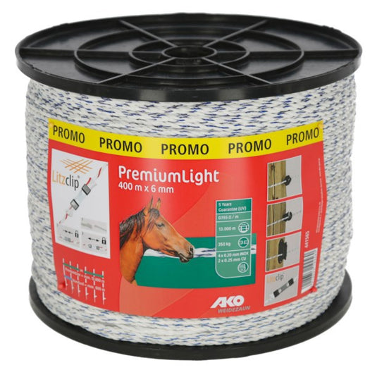 Ako premium licht schrikkoord witblauw 6mm 400m