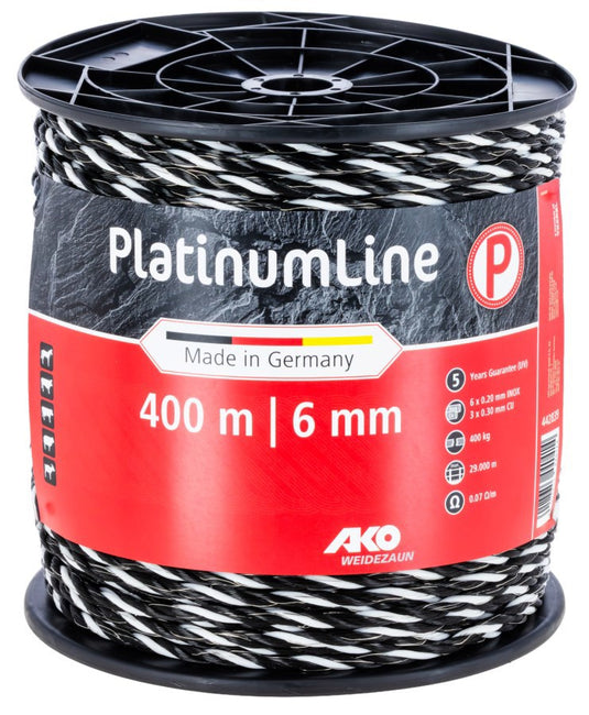 Ako producten platinumline afrasteringskoord 6mm 400m wit zwart