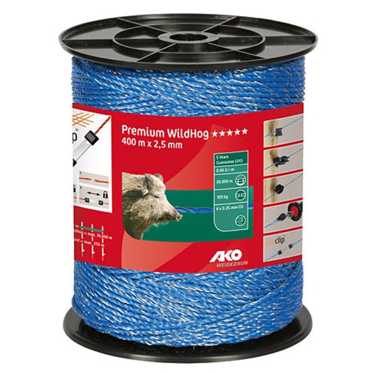 Ako premium wildhog schrikdraad blauw 6x 025 400m