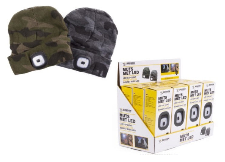 Afbeelding laden in galerijviewer, Producten commandomuts gebreid camouflage kleur met led lamp
