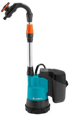Gardena accu regentonpomp 2000 2 18v p4a set dompel- en drukpompen (turquoise grijs, 14602-20, accu inbegrepen)